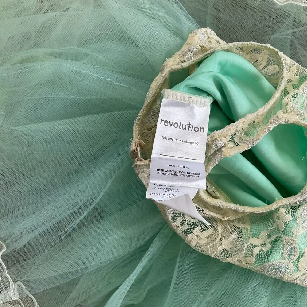 Revolution Mint Green Tutu Dance‎ Costume Leotard Lace Child Size XSC